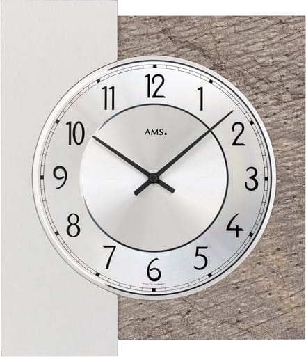 AMS 9580 Wandklok Natuursteen op hout en Aluminium