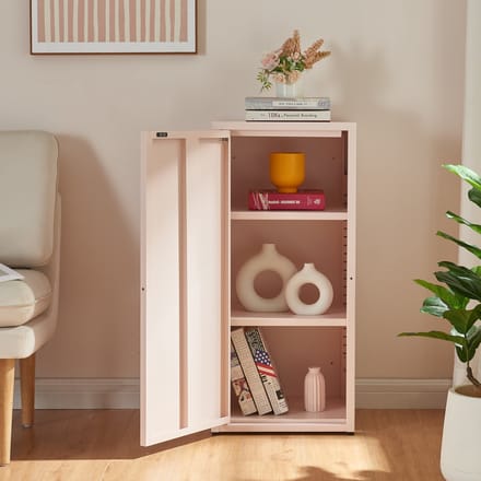 Metalen kast Burlöv 88x40x35 cm roze [en.casa]