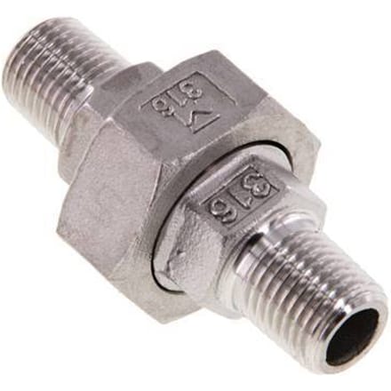 Rechte Aansluiting R1/4'' RVS met Vlakke Afdichting PTFE 16bar
