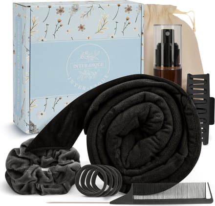 INTER-ESQUE Heatless Curls Set – Haarroller – Haarkruller Zonder Hitte – 11-delig – Zwart