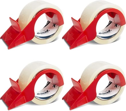 Set van 4 Lichtgewicht Tapedispensers met Brede Verpakkingstape voor Dozen