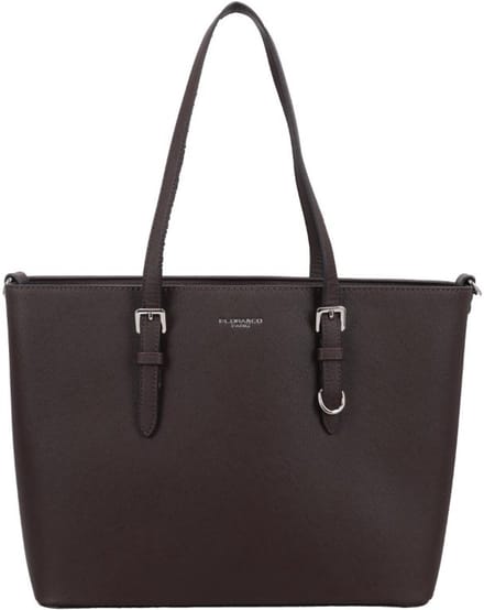 Flora & Co Nora Grote Schoudertas - Dames - Imitatieleer - Donker Bruin