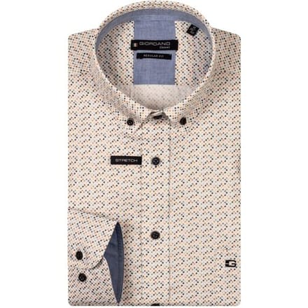 Giordano Overhemd Ivy Satin Stretch Mini Graphic Pattern Oranje-Multi / male