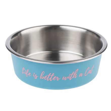 TIAKI Roestvrijstalen Voerbak 'Better With A Cat' - 450 ml, Ø 14 cm