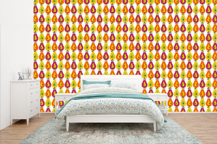 Behang - Fotobehang Retro - Design - Peer - Fruit - Breedte 435 cm x hoogte 260 cm