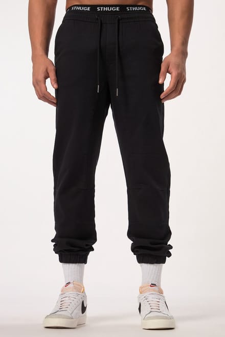 STHUGE - Heren - Broek elastische tailleband Modern Fit 3 zakken - Zwart - Maat 4XL