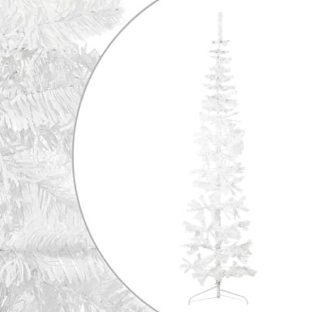 vidaXL - Kunstkerstboom - half - met - standaard - smal - 240 - cm - wit