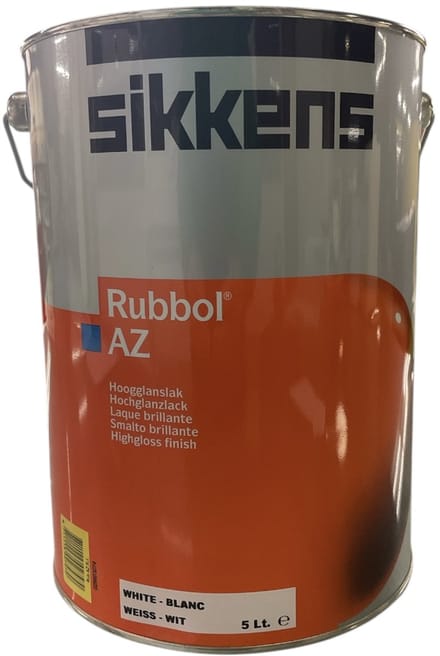 Sikken Rubbol AZ - Uniersele hoogglans buitenlak - Solventbasis - 5 L - Wit