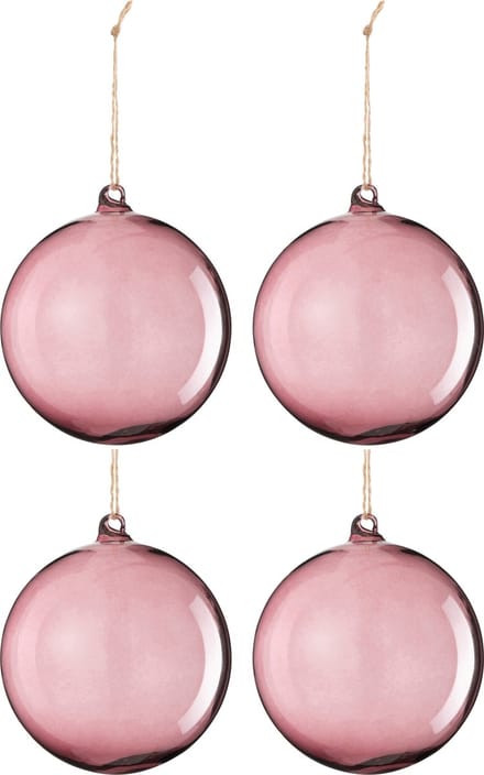 J-Line kerstbal - glas - lichtpaars - large - doos van 4