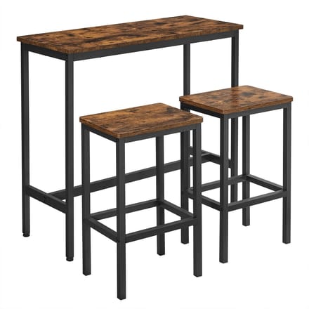 Questyr - bartafel met barkrukset - eetgroep - 2 stoelen - stalen verhouding - industrieel ontwerp