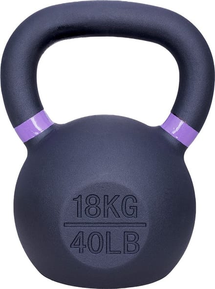 ForzaFit Kettlebell 18 kg - Gietijzer Kettle bell - Zwart met Lila - 40 LB