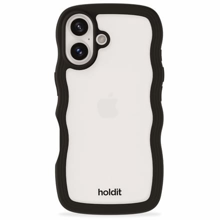 Holdit Wavy Case geschikt voor Apple iPhone 16 - Black / Transparent