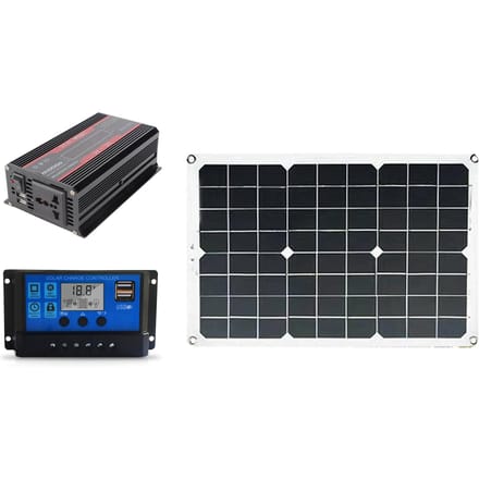 Zonnestroomsysteem Complete Kit Huis 20W Paneel 30A Controller 300W Omvormer 12V?220V Dubbele USB LCD black