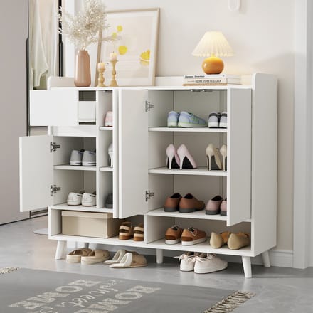Moderne dressoir - schoenenkast 120x35x99 cm - grote opbergruimte - 1 lade - met verstelbare planken - wit