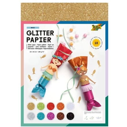 Glitterpapier »BASIC« 170 grams 10 kleuren 24 x 34 cm 10 bladen