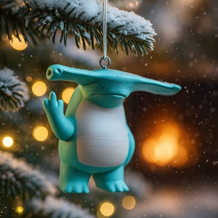 Kerstboom hanger Middelgroot Middelvinger Hamerhaai Beeldje – Grappige 3D-geprinte kerst decoratie
