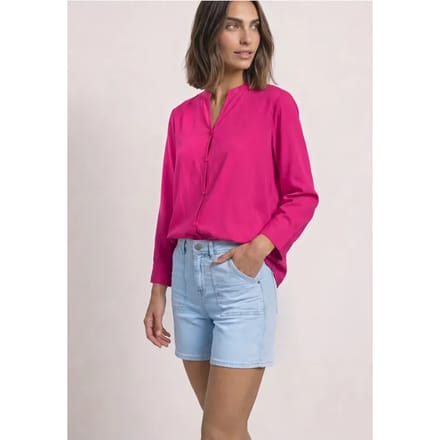Blouse met 3/4-mouwen en split in de hals