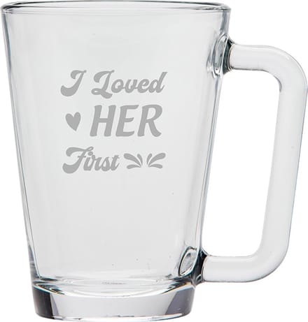 Gegraveerde Theeglas 26cl I loved her first
