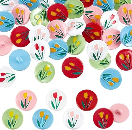 60 Stuks Kleurige Bloembuttons van 1.8 cm, ABS Plastic, Ideaal voor Kleding, DIY Projecten en Creatieve Handwerken