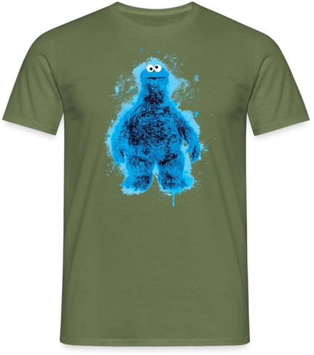 Sesamstraat Koekiemonster Paint Spetters T-Shirt Heren
