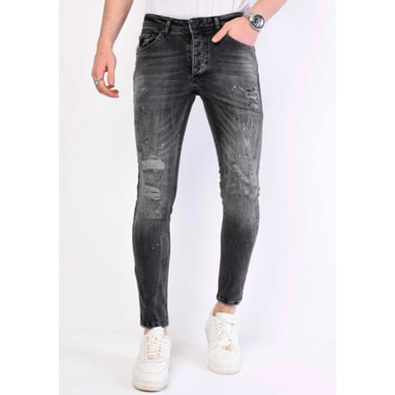 Paint Splatter Jeans Heren Slim Fit - 1069 - Grijs