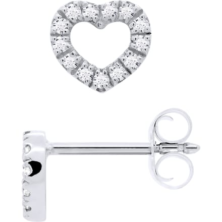 Oorbellen Diamond White Gold Hearts 0080 Cts