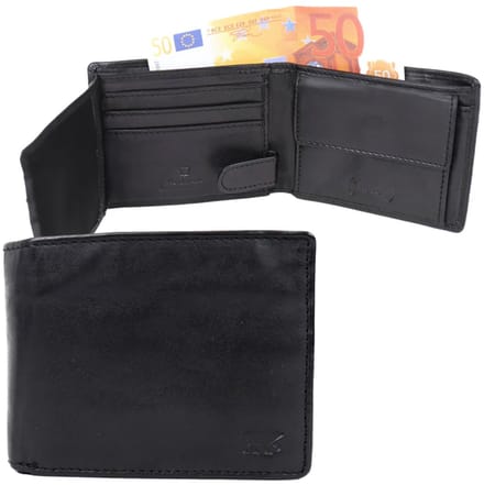 Bear Design Jim Billfold Portemonnee CL21630 - Zwart – Van leer – De Bear Design Jim is een leren billfold met zeven pasjesvakken
