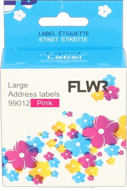FLWR - Labels / Dymo 99012 adreslabel / roze / Geschikt voor Dymo