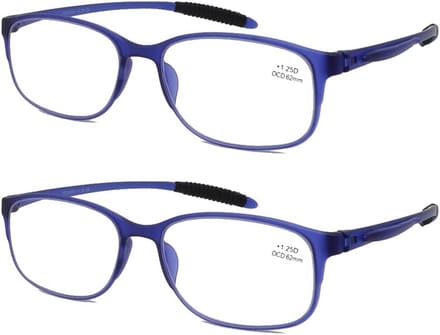 Leesbril 2-pack - Leesbril met etui - Comfortabel Lezen - Blauwlichtfilter - Breedte 134 mm - Transparant