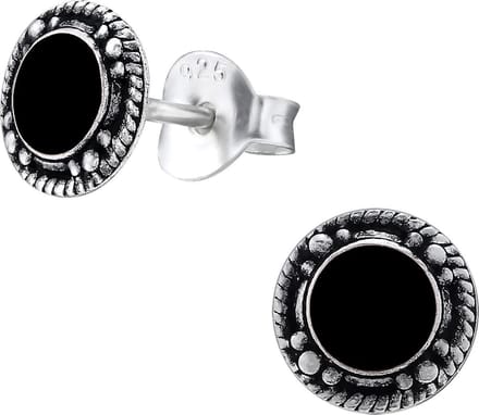Amanto Oorbellen Frankie Black - 925 Zilver E-Coating - ∅7mm