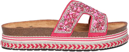 La Strada Platform Slipper Roze Textiel - Damesschoenen - Maat - 38
