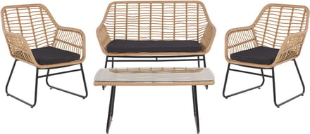 MINORI - Loungeset voor 4 - Natuurlijk - PE rotan