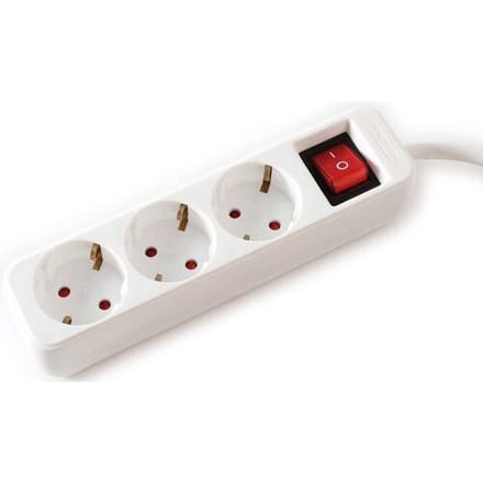 VALUE 3-voudige stekkerdoos met schakelaar, wit, 10 m