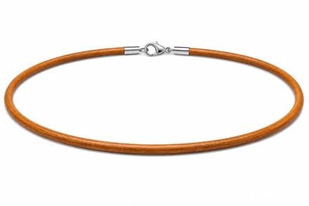 AuBor ®. Leren ketting met zilveren sluiting. Dark natural. 3mm × 100cm