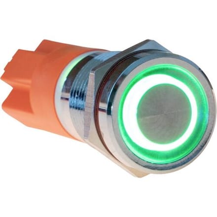 Joy-it Button12E-01 Button12E-01 Vandalismebestendige druktoets Continu Groen (Ø x h) 12 mm x 26.5 mm IK10, IP67 1 stuk(s) Piece