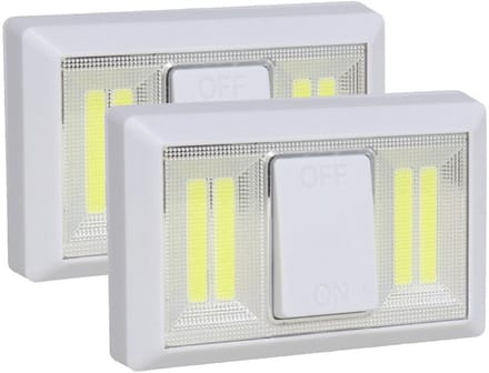 Gerimport Kastlamp - 2x - schakelaar - LED lampen - wit - 11 x 7.5 cm