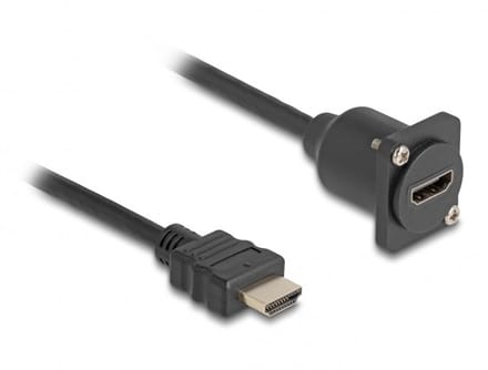 HDMI D-type module met HDMI (m) kabel | HDMI2.0 (4K 60Hz + HDR) | zwart | 0,20 meter