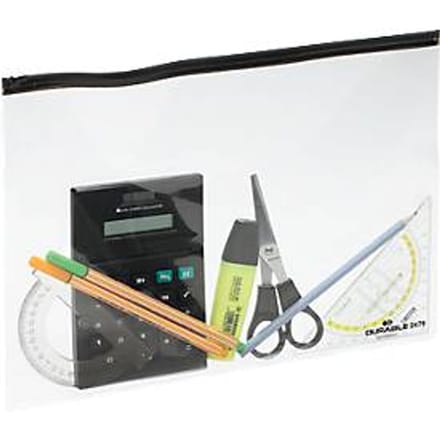 Zak met ritssluiting ZIP BAG, transparant met zwarte zipper, A4, 5 stuks