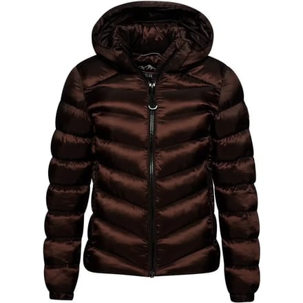 Superdry Hooded Fuji Padded Jacket Dames Jas - Dark Oak Brown - Maat S