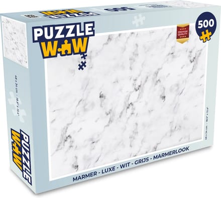 Puzzel Marmer - Luxe - Wit - Grijs - Marmerlook - Legpuzzel - Puzzel 500 stukjes