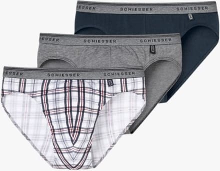 Schiesser 3 pack rio slips 95-5 maat S zwart/grijs/print