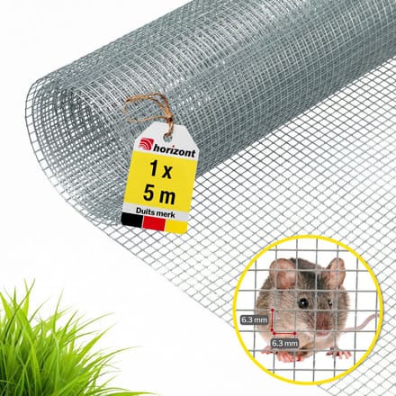 Verzinkt Gaas –Maaswijdte 6,3 mm - Rol 1*5m – Kippengaas – Konijnengaas – Molgaas – Fruitbomen – Groentetuin – Tuingaas