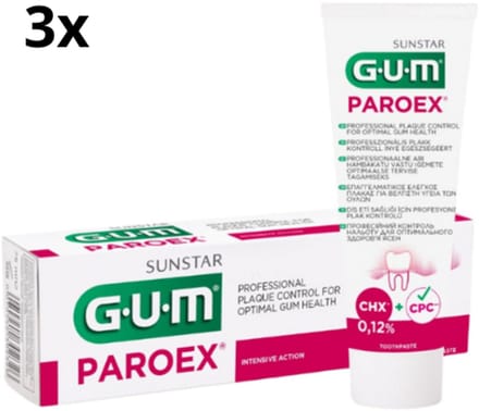 3x GUM Paroex 0,12% Chloorhexidine Tandpasta - 75 ml