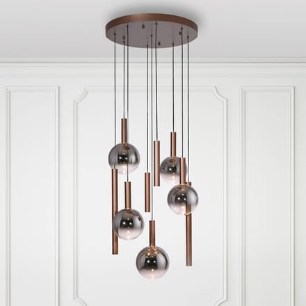 Paul Neuhaus LED hanglamp Bowl, Ø 63 cm, bruin/grijs