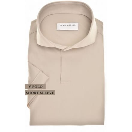 John Miller Polo Solid Color Short Sleeve Cutaway Stretch Licht Bruin / male