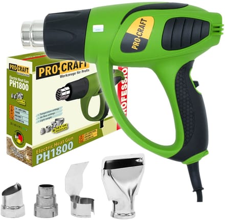 Procraft PH1800 heteluchtpistool 1800 watt 400 - 600 °C + 4x mondstuk