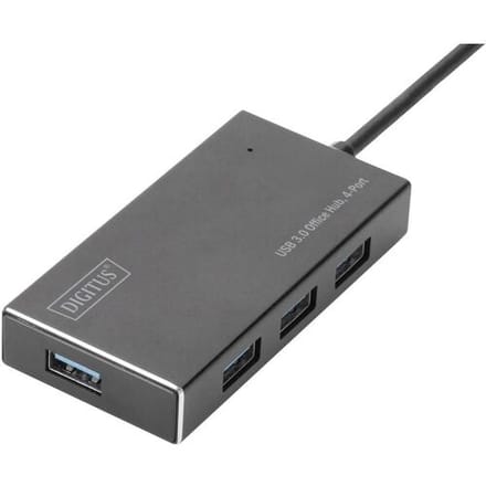 Digitus DA-70240-1 DA-70240-1 USB-hub 4 poorten USB-A USB 3.0 5 GBit/s Met aluminium behuizing Zwart