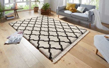 Hoogpolig vloerkleed Pearl - crème/donkerbruin 160x230