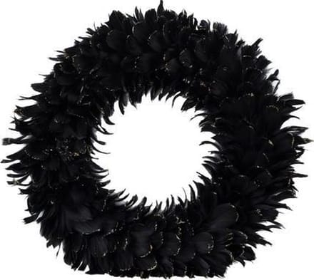 Cosy @ Home Krans Feathers Zwart 51x51xh51cm Kunsts