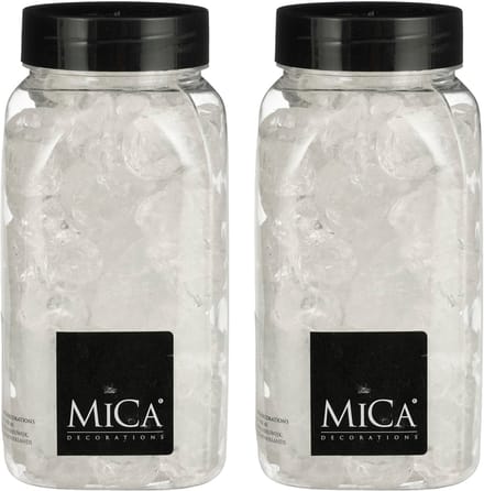 Mica Decorations decoratie steentjes - 2x - groot - 650 ml - 25-30 mm - transparant - siergrind